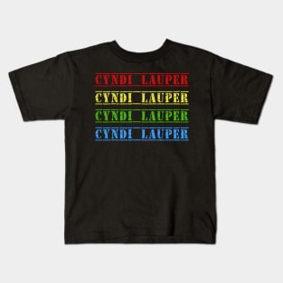 cyndi lauper 4 text vintage retro faded Kids T-Shirt